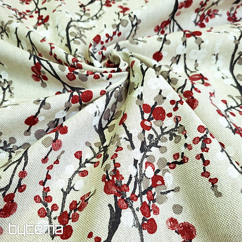 Decorative fabric TREE BUBBLES RED