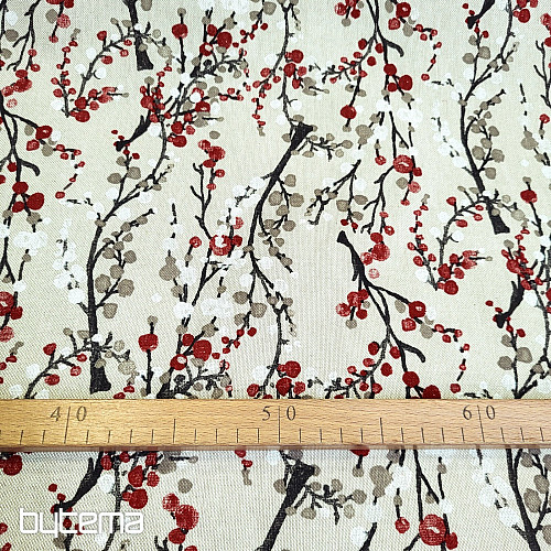 Decorative fabric TREE BUBBLES RED