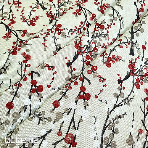 Decorative fabric TREE BUBBLES RED
