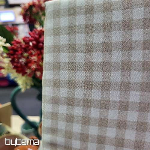 IRISETTE luxury cotton satin BEIGE WHITE CHECK