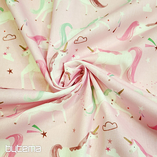 Cotton fabric COLORFUL UNICORNS