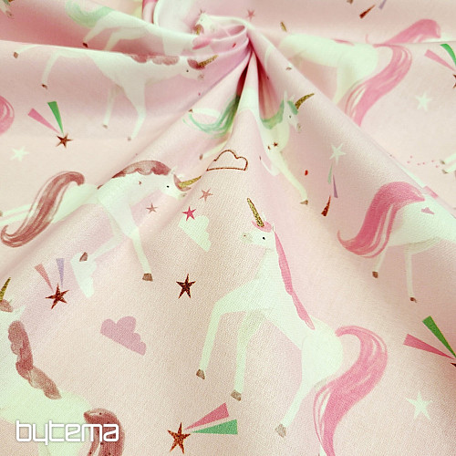 Cotton fabric COLORFUL UNICORNS