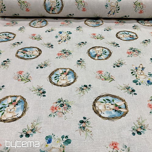 Decorative fabric EASTER BUNNY with rose