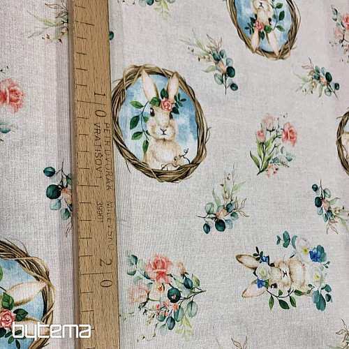 Decorative fabric EASTER BUNNY with rose