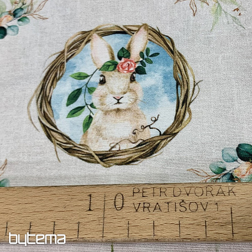 Decorative fabric EASTER BUNNY with rose
