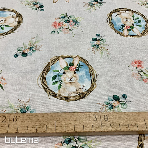 Decorative fabric EASTER BUNNY with rose