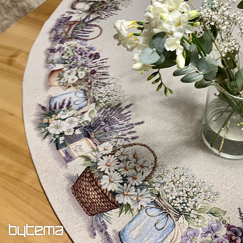 Tapestry tablecloth round BEAUTY IN THE CART