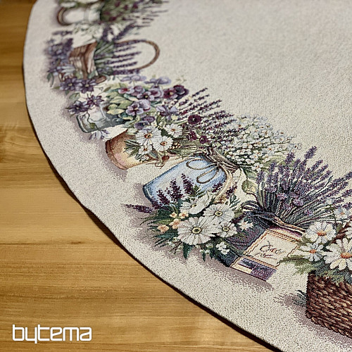 Tapestry tablecloth round BEAUTY IN THE CART