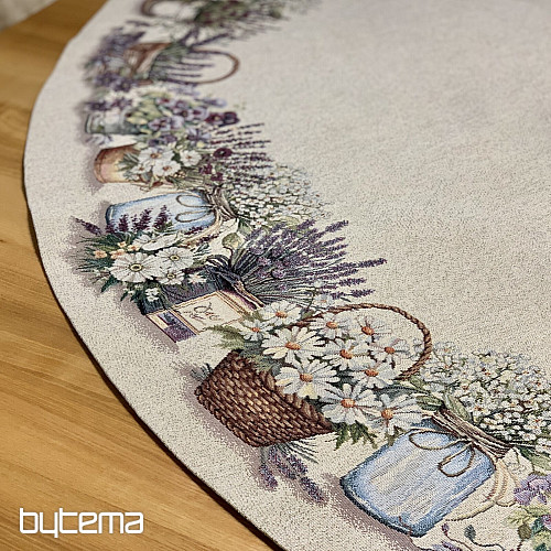 Tapestry tablecloth round BEAUTY IN THE CART