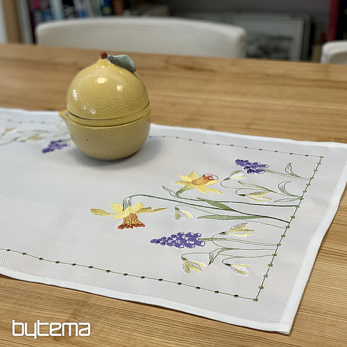 Embroidered tablecloth and scarf NARCISSIS AND SNOW DAUGHTER