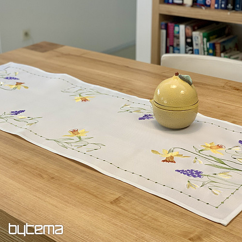 Embroidered tablecloth and scarf NARCISSIS AND SNOW DAUGHTER