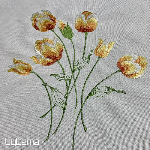 Embroidered tablecloth and scarf TULIPS orange