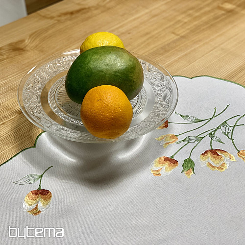 Embroidered tablecloth and scarf TULIPS orange