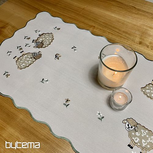 Embroidered tablecloth and scarf EASTER LAMBS