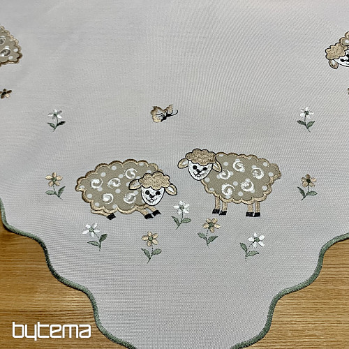 Embroidered tablecloth and scarf EASTER LAMBS