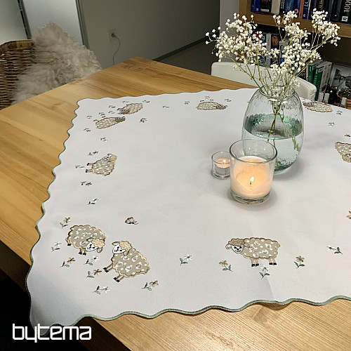 Embroidered tablecloth and scarf EASTER LAMBS