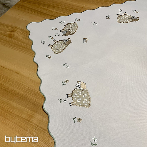 Embroidered tablecloth and scarf EASTER LAMBS
