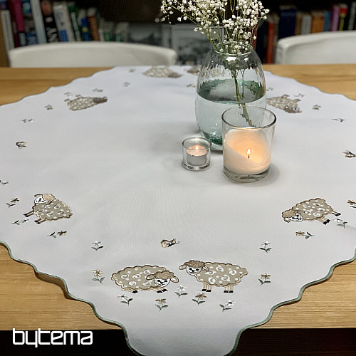 Embroidered tablecloth and scarf EASTER LAMBS