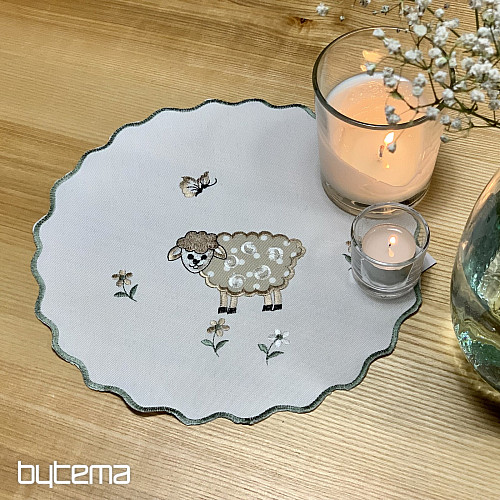 Embroidered tablecloth and scarf EASTER LAMBS