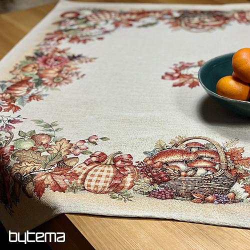 Tapestry tablecloth and scarf MUSHROOMS IN THE CART