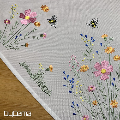 Embroidered tablecloth and scarf Meadow and bees