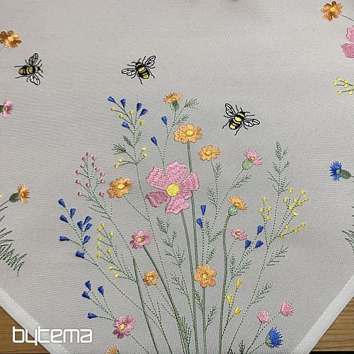 Embroidered tablecloth and scarf Meadow and bees