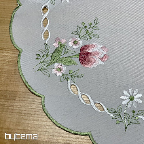 Embroidered tablecloth and scarf BOUQUET WITH TULIPS