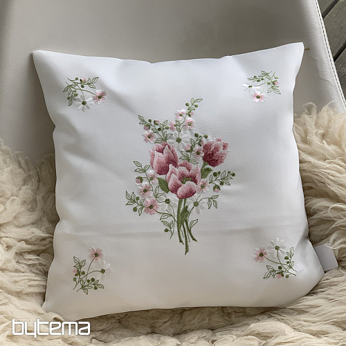 Embroidered decorative cover BOUQUET WITH TULIPS