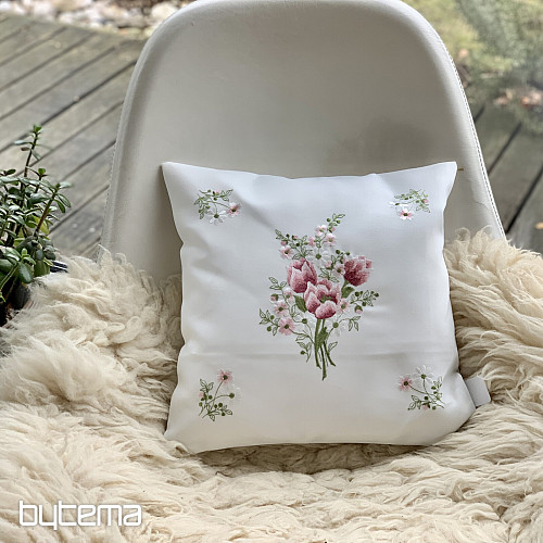 Embroidered decorative cover BOUQUET WITH TULIPS