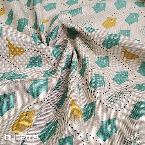 Cotton fabric BIRDHOUSES