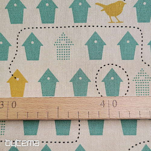 Cotton fabric BIRDHOUSES
