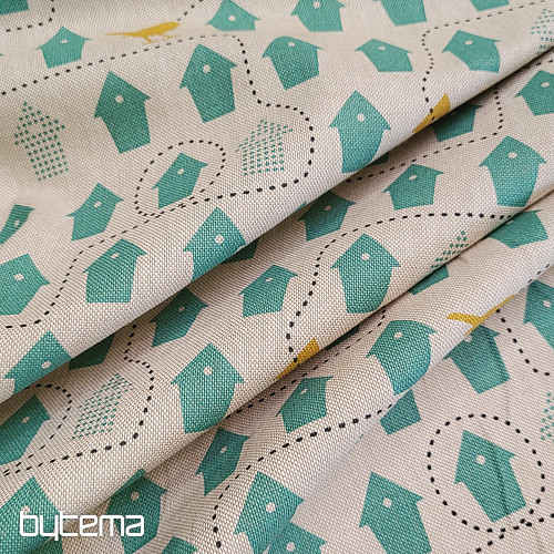 Cotton fabric BIRDHOUSES