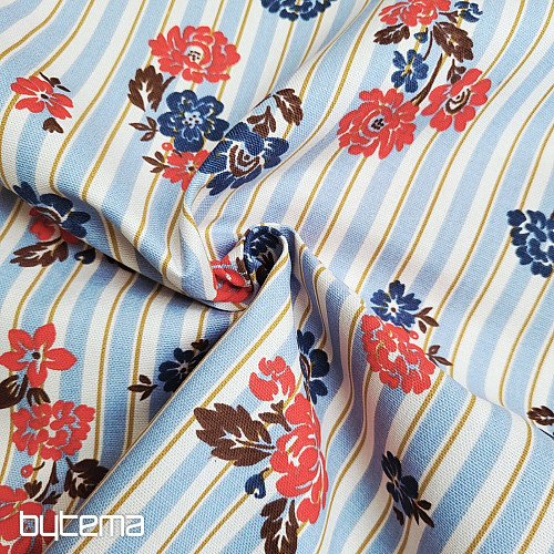 Cotton fabric BLUE STRIPE RIMCHA