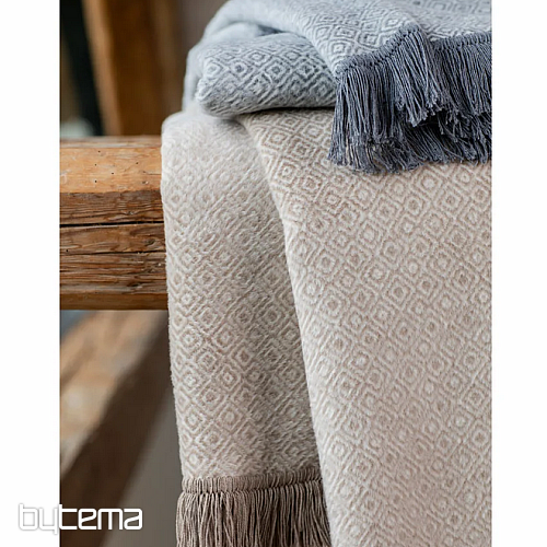 Blanket VIENNA ECRU with fringes