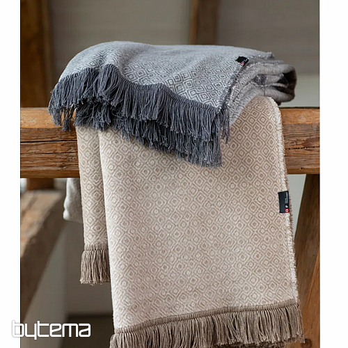 Blanket VIENNA GREY with fringes