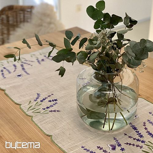Embroidered tablecloth and scarf LAVENDER