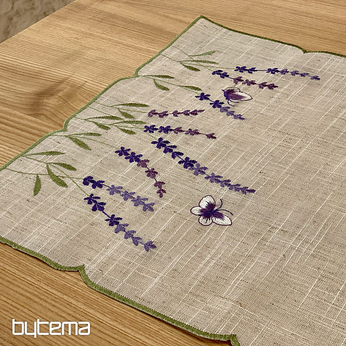 Embroidered tablecloth and scarf LAVENDER