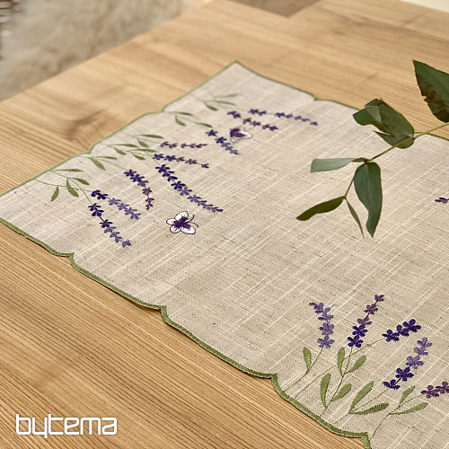 Embroidered tablecloth and scarf LAVENDER