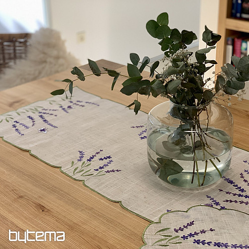 Embroidered tablecloth and scarf LAVENDER