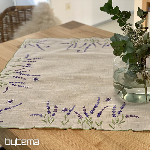 Embroidered tablecloth and scarf LAVENDER