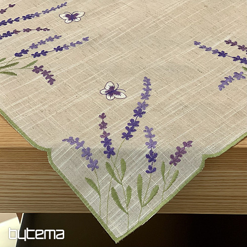 Embroidered tablecloth and scarf LAVENDER