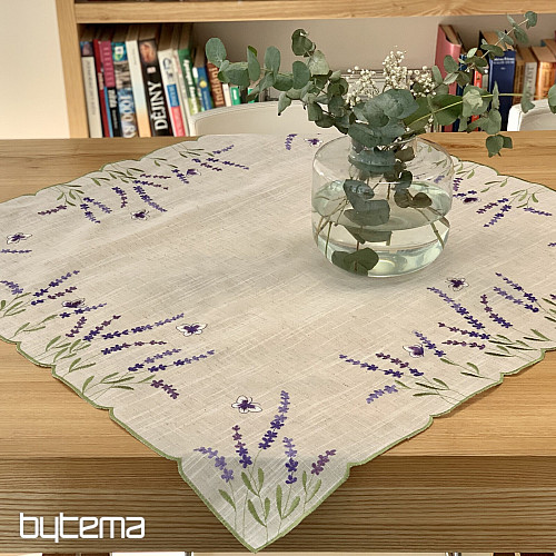 Embroidered tablecloth and scarf LAVENDER