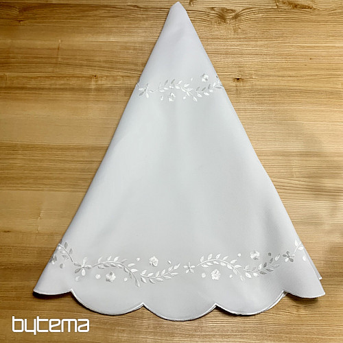 Tablecloth and scarf WHITE FLOWERS embroidered