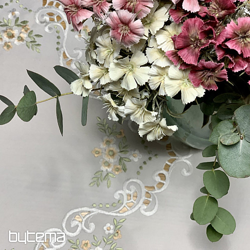 Tablecloth and scarf FLOWERS apricot embroidered