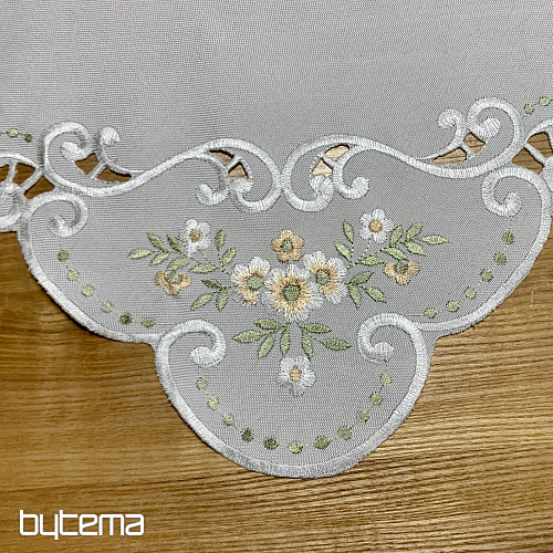 Tablecloth and scarf FLOWERS apricot embroidered