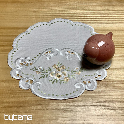 Tablecloth and scarf FLOWERS apricot embroidered