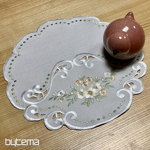 Tablecloth and scarf FLOWERS apricot embroidered