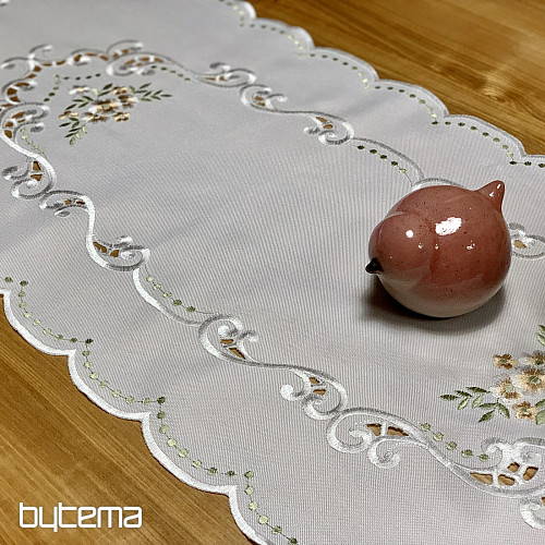 Tablecloth and scarf FLOWERS apricot embroidered