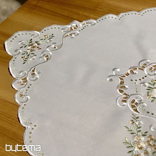 Tablecloth and scarf FLOWERS apricot embroidered