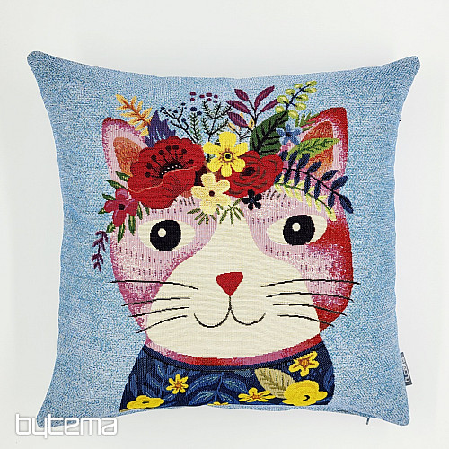 Tapestry pillowcase CAT IN BLUE